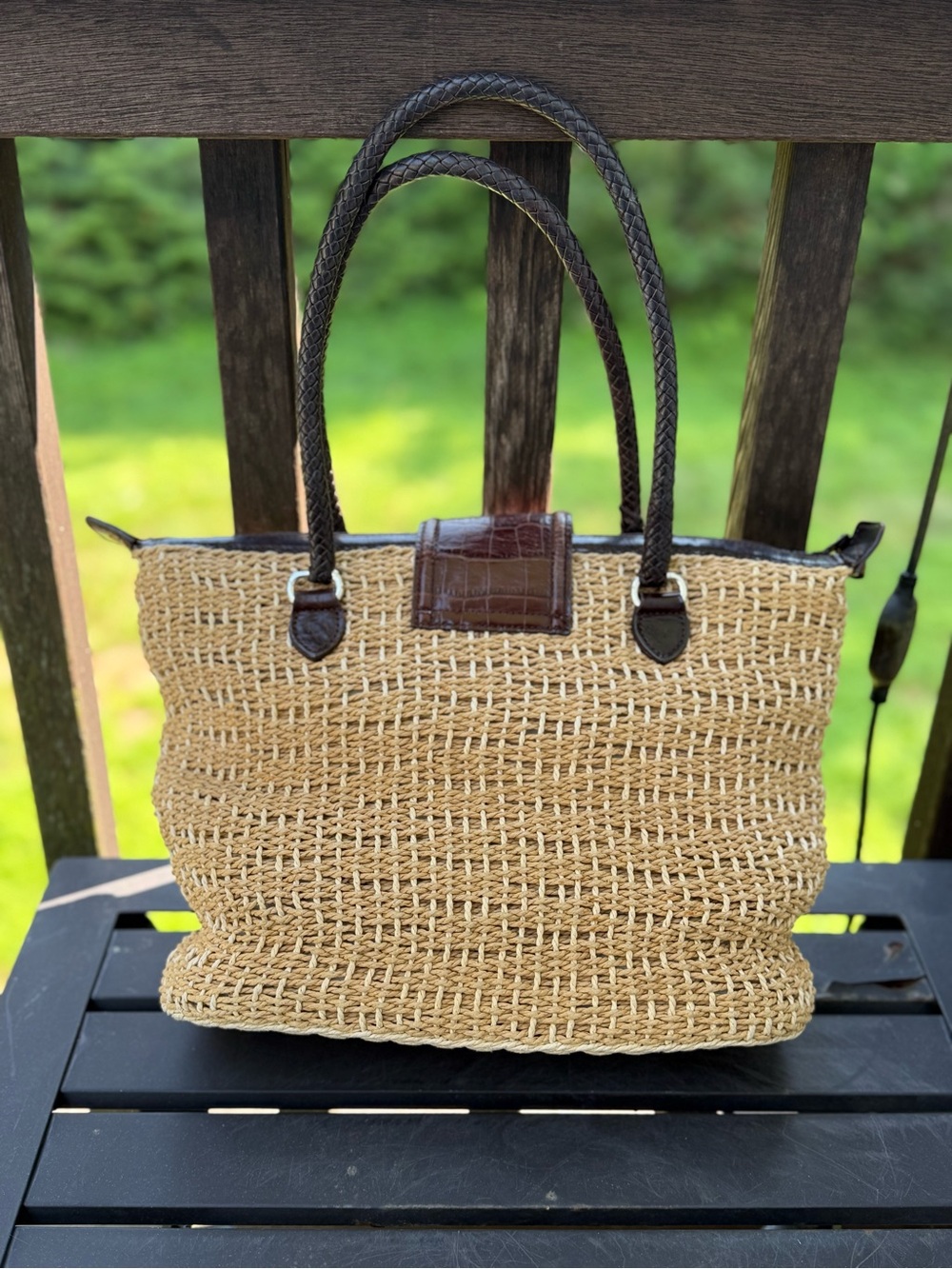 Brighton Woven Straw Heart Tote Bag - Picture 2 of 7
